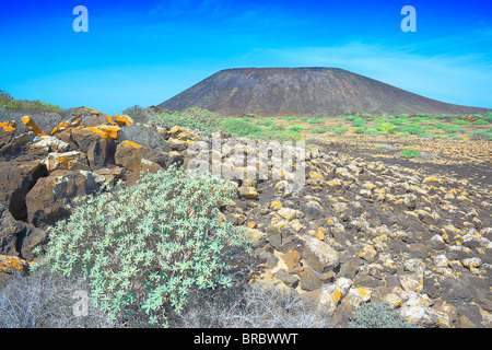 Paesaggio vulcanico, Isla de Los Lobos, Fuerteventura, Isole Canarie, Spagna Foto Stock