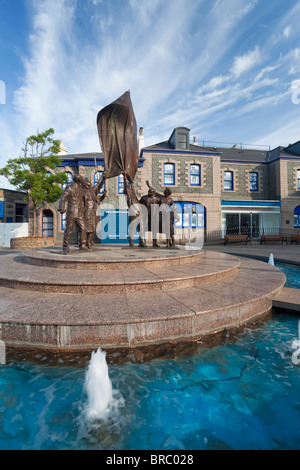 La scultura in Piazza Liberazione, St. Helier, Jersey, Isole del Canale, REGNO UNITO Foto Stock