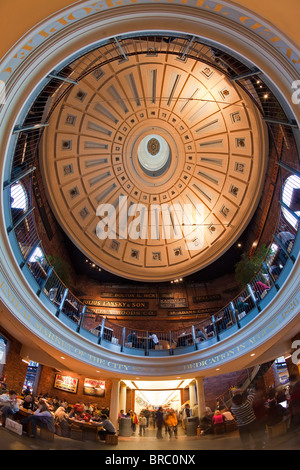 Cupola interna nel Grand Food Hall di Quincy Market, Boston, Massachusetts, New England, STATI UNITI D'AMERICA Foto Stock