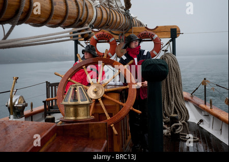 A bordo della storica tall ship "Zodiaco" siamo andati in crociera attraverso il San Juan Isole del Puget Sound area di stato di Washington Foto Stock