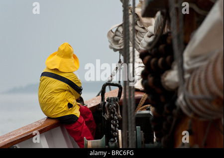 A bordo della storica tall ship "Zodiaco" siamo andati in crociera attraverso il San Juan Isole del Puget Sound area di stato di Washington Foto Stock