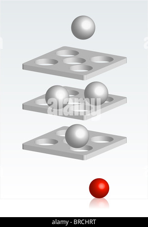 Una illustrazione che mostra un simbolico processo di selezione. Foto Stock