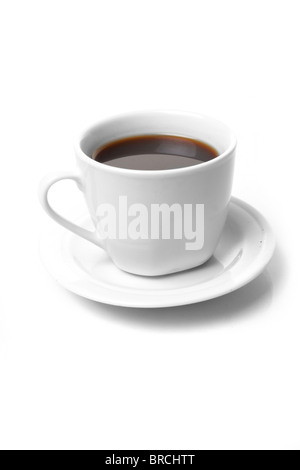 Bianco perfetto tazza da caffè su bianco Foto Stock