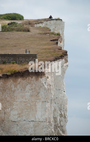 Cliff Edge, Beachy Head, East Sussex, England, Regno Unito Foto Stock