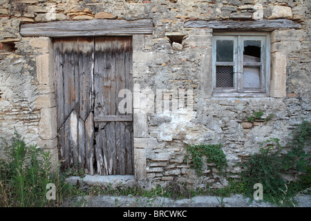 Porta e finestra Corfù Foto Stock