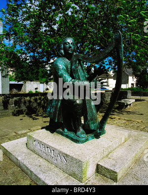 O'Carolan statua, Mohill, Co Leitrim, Irlanda Foto Stock