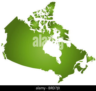 Mappa stilizzata del Canada in sfumature di colore verde. Foto Stock