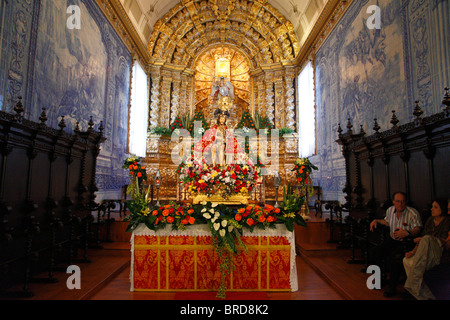L'immagine di Senhor Bom Jesus da Pedra all interno della chiesa di Sao Miguel Arcanjo, Vila Franca do Campo, isole Azzorre, Portogallo. Foto Stock