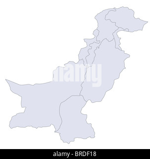 Una mappa stilizzata del Pakistan che mostra le diverse province. Foto Stock