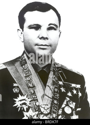 Yuri Gagarin, Yuri Alekseyevich Gagarin, cosmonauta sovietico e il primo uomo nello spazio. Foto Stock