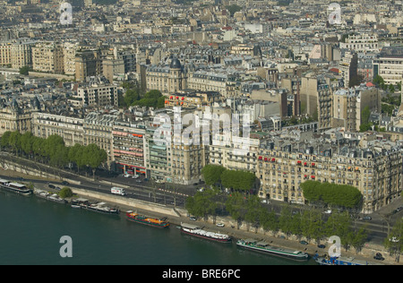 Birds Eye view di edifici e tetti nel XVI arrondissement di Parigi, Francia. Foto Stock