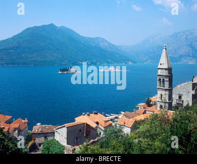 Perast e della Baia di Kotor, Montenegro Foto Stock