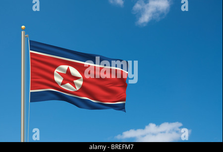 Bandiera della Bandiera della Corea del Nord Foto Stock