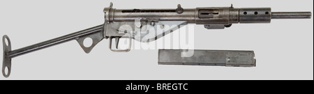 Armes à feu, STEN MK II, modèle à crosse tubulaire, calibro 9mm Parabellum, no FF72408. Canon miroir, finizione d'origine. Elle fût conçue par deux ingénieurs de l'Arsenal d'Enfield, Reginald V.Shepperd et Harold J. Turpin, et fabriquée au rythme de 20.000 exemplaires par mois. Première catégorie sous conditions spéciales., , Foto Stock