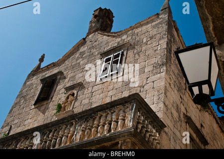 Case di pietra, Komiza, Isola di Vis, Dalmazia, Croazia Foto Stock