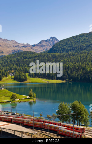 Stazione Railwy, San Moritz, Svizzera Foto Stock