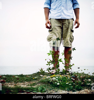 Uomo intrappolato nelle vigne Foto Stock