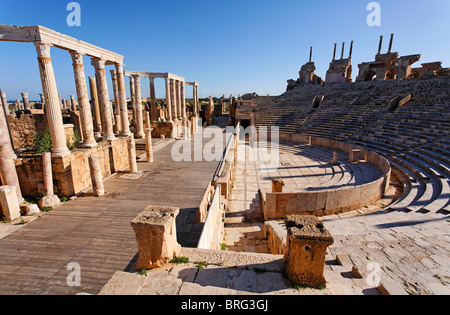 Teatro di Leptis Magna, Libia Foto Stock