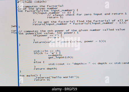 Screenshot di un programma scritto in C++ computer linguaggio di programmazione Foto Stock