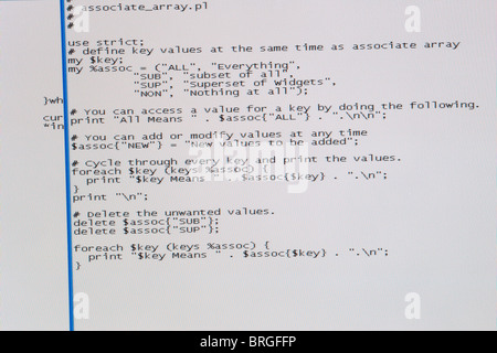 Screenshot di un programma scritto in perl computer linguaggio di programmazione Foto Stock