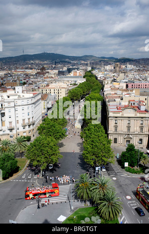 Paese SPAGNA vista sulla Rambla street a Barcellona Foto Stock