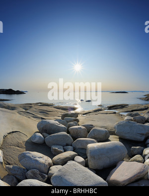 Coste rocciose, Ilulissat icebergs, Ilulissat, Disko Bay, Qaasuitsup, Groenlandia Foto Stock