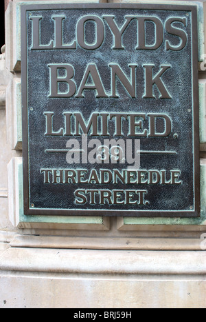 Lloyds Bank di bronzo Threadneedle Street City of London Foto Stock