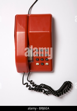 Vecchio rosso telefono rétro Foto Stock