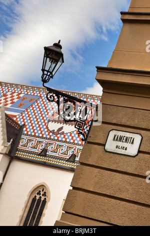 St Marks Chiesa, Kamenita Ulica, Zagabria, Croazia Foto Stock