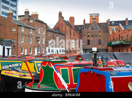 Gas Street Basin rete dei canali di Birmingham West Midlands, England, Regno Unito Foto Stock