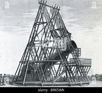 12m telescopio riflettore costruito da William Herschel (1738-1822) nella sua casa di Windsor Road, Slough, Berkshire, Inghilterra Foto Stock