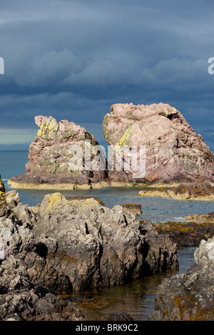Rocce e dirupi nella baia di St Abbs sulla costa Berwickshire Foto Stock