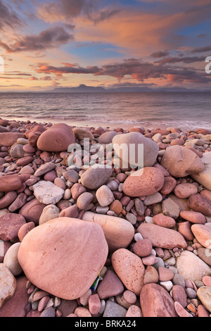 Autunno a sunrise Mulranny Beach, nella contea di Mayo, Irlanda Foto Stock