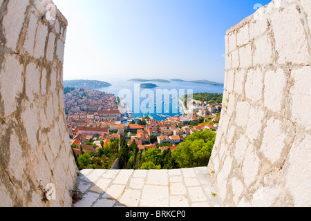 Vista di Hvar, Croazia dalla Cittadella Foto Stock