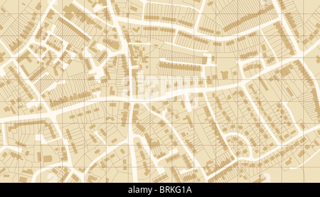 Mappa illustrata di alloggiamento in una generica città senza nome Foto Stock