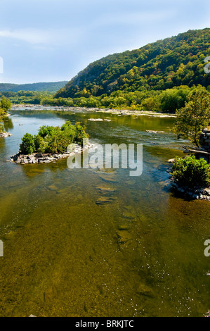 La confluenza del Potomac e fiumi di Shenandoah al harpers Ferry, West Virginia Foto Stock