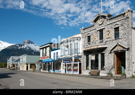 Edifici storici su Broadway Skagway passaggio interno Alaska USA Foto Stock