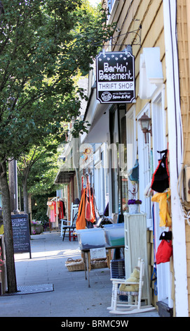 Negozi e magazzini su East Main St., Port Jefferson Village, Long Island NY Foto Stock