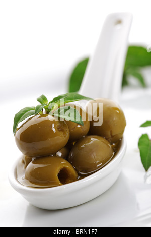 Olive e olio d'oliva Foto Stock