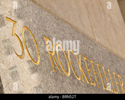 30 Rockefeller Center Sign, Comcast Building, New York Foto Stock