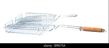 Griglia in acciaio per grill isolati su sfondo bianco. Foto Stock