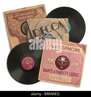 Vecchio 78 rpm Gramophone Registra e registrare i manicotti Foto Stock