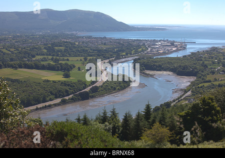 Vista da Flagstaff verso Warrenpoint, Irlanda del Nord, Regno Unito Foto Stock