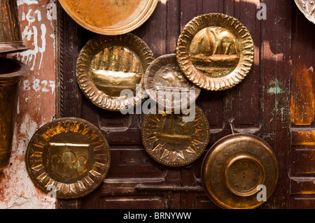 Medina, metallo Souk, Marrakech, Marocco. Foto Stock