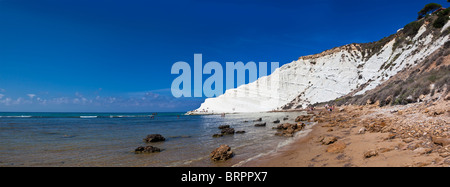 Chalk cliffs vista panorama, la Scala dei Turchi, Realmonte, Sicilia, Italia, Europa Foto Stock