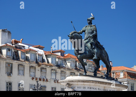 Praça da Figueira square - Lisboa - Lisboa - Baixa - statua equestre di Dom João - dettaglio - Portogallo Foto Stock