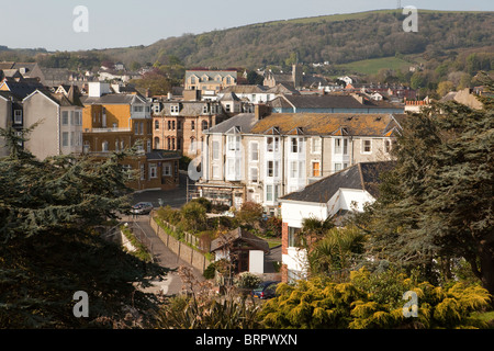 Regno Unito, Inghilterra, Devon, Ilfracombe, il lungomare, il centro città di edifici Foto Stock