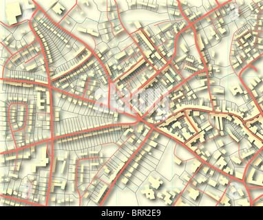 Illustrazione di un generico dettagliata mappa stradale senza nome Foto Stock