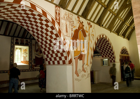 Murali interni dipinti in stile dell'edificio pre-riforma la costruzione nel 1520 circa. Foto Stock