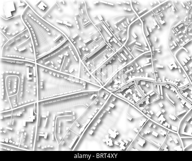 Illustrazione di un generico dettagliata mappa stradale senza nome Foto Stock